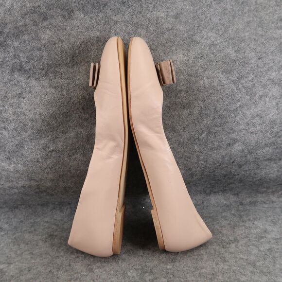 Bruno Magli Shoes Womens 39.5 Ballet Flats Leather Mina Bow Classic Career Beige - Picture 10 of 15